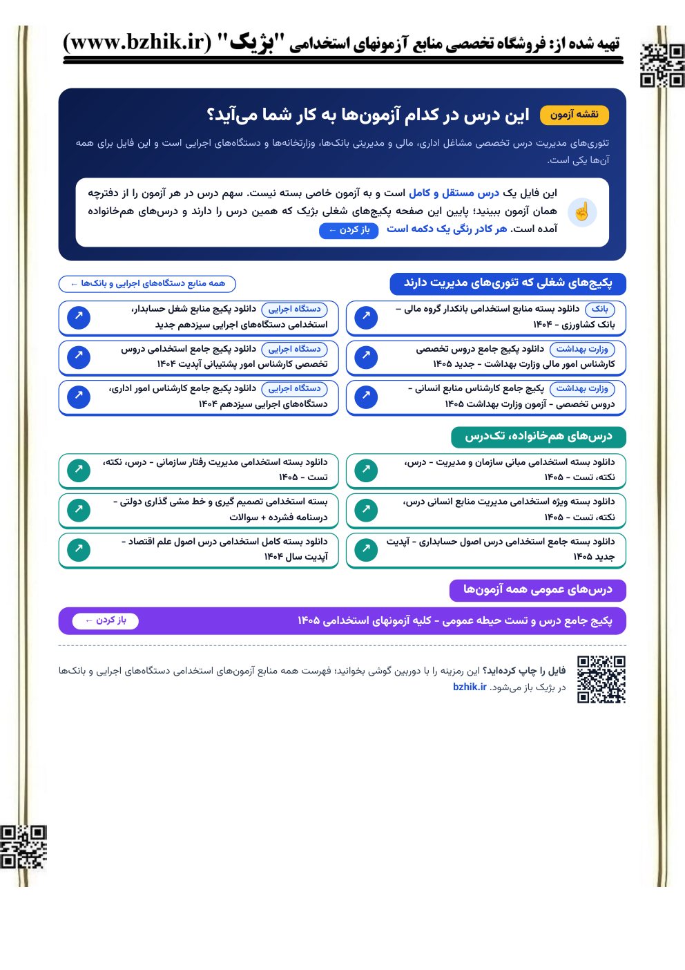 صفحه نقشه آزمون فایل تئوریهای مدیریت: پکیجهای شغلی و درسهای همخانواده برای آزمونهای استخدامی (نمای کوچک)