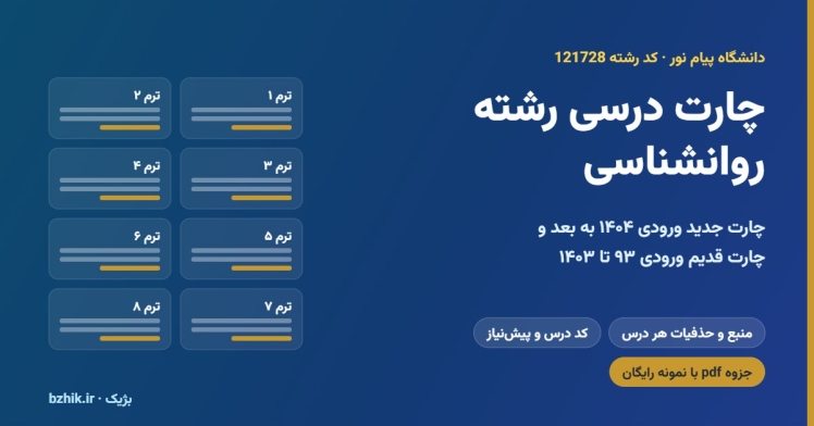 چارت درسی رشته روانشناسی پیام نور ۱۴۰۴ و قدیم؛ منبع و نمونه رایگان جزوه