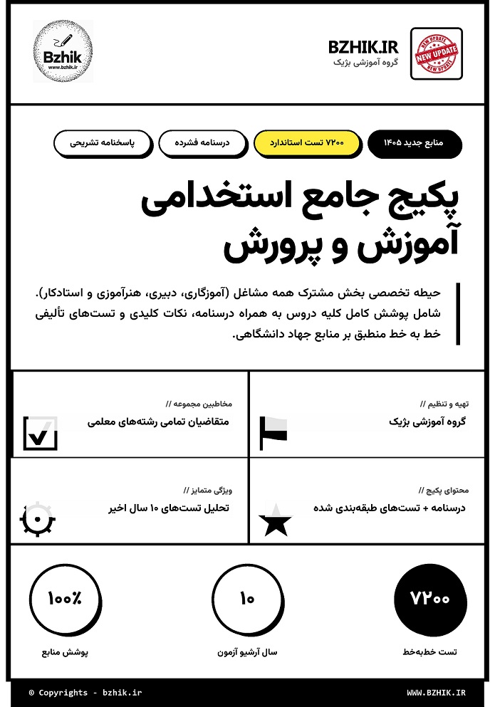 دانلود اصل سوالات آموزگار ابتدایی سال 1402 و 1403 و 1404