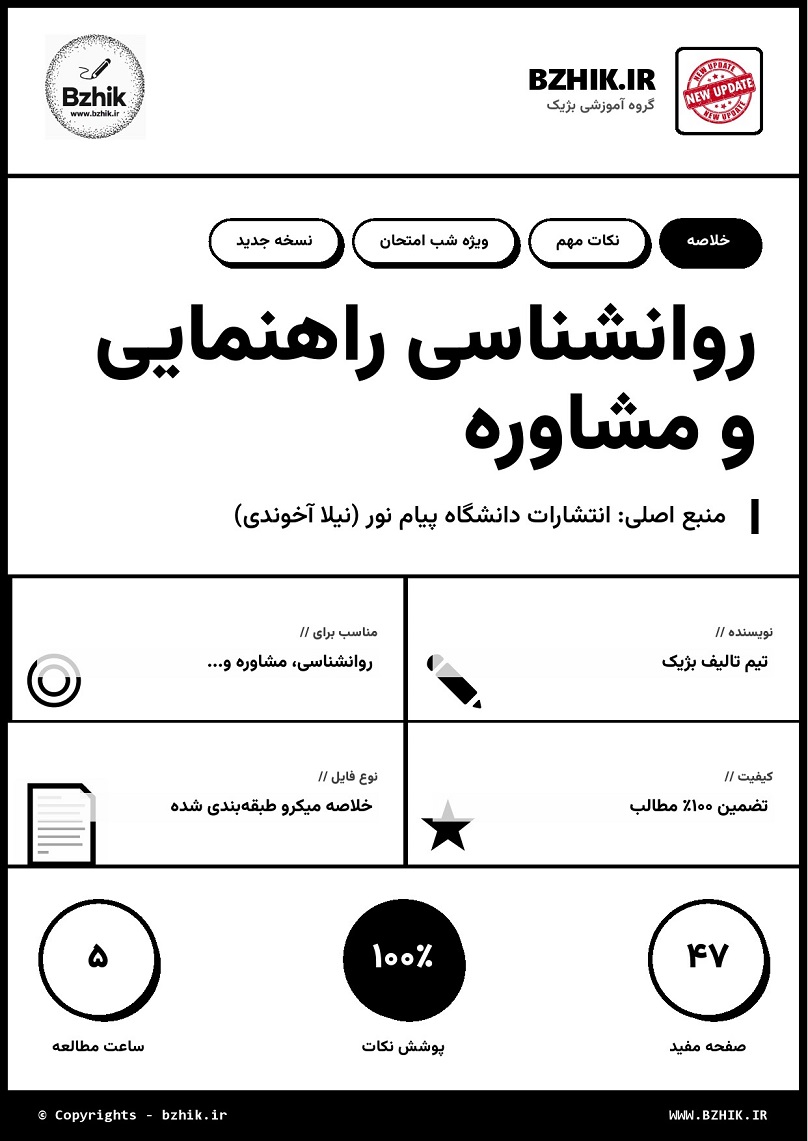 خلاصه کتاب روانشناسی راهنمایی و مشاوره پیام نور صفحه ۱