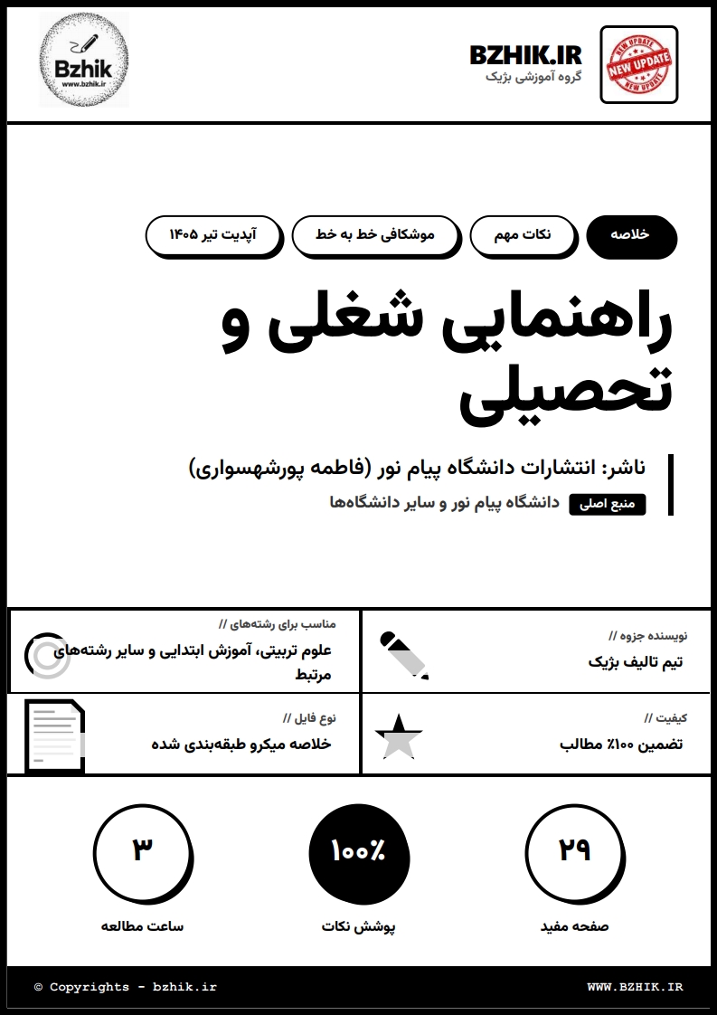 دانلود جزوه PDF راهنمایی شغلی و تحصیلی فاطمه پورشهسواری — نمونه صفحات پیام نور