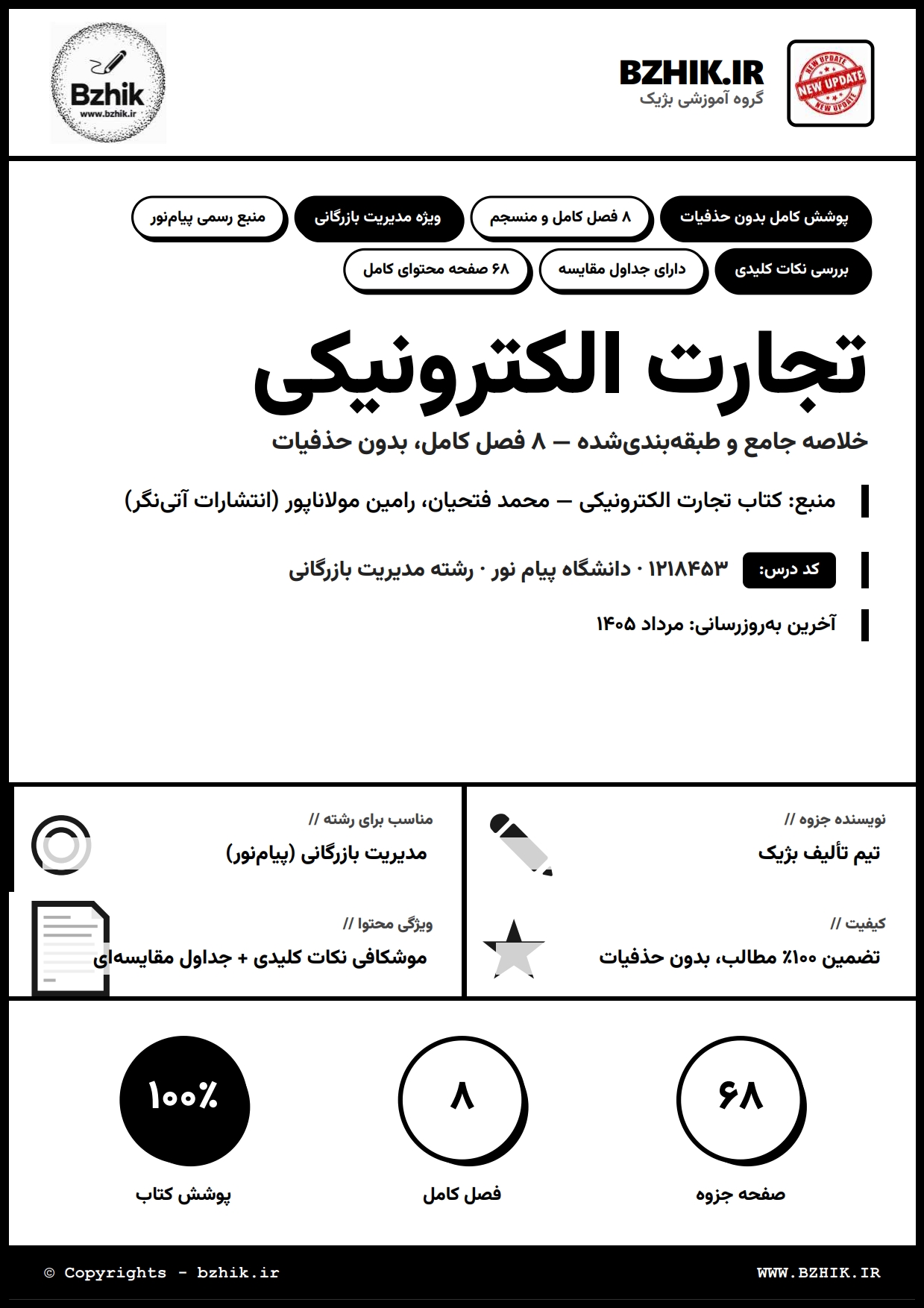 جزوه دانلودی PDF تجارت الکترونیکی فتحیان — نمونه صفحات دانشگاه پیام نور