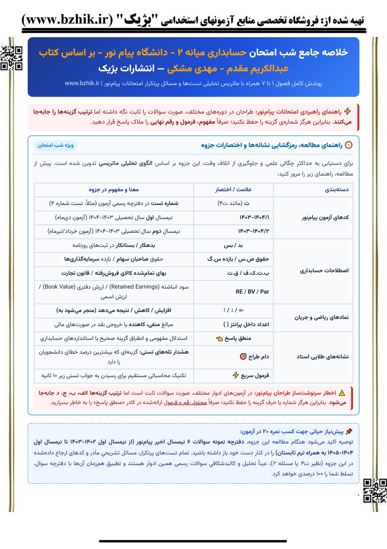 دانلود رایگان نمونه جزوه خلاصه کتاب حسابداری میانه ۲ مهدی مشکی پیام نور