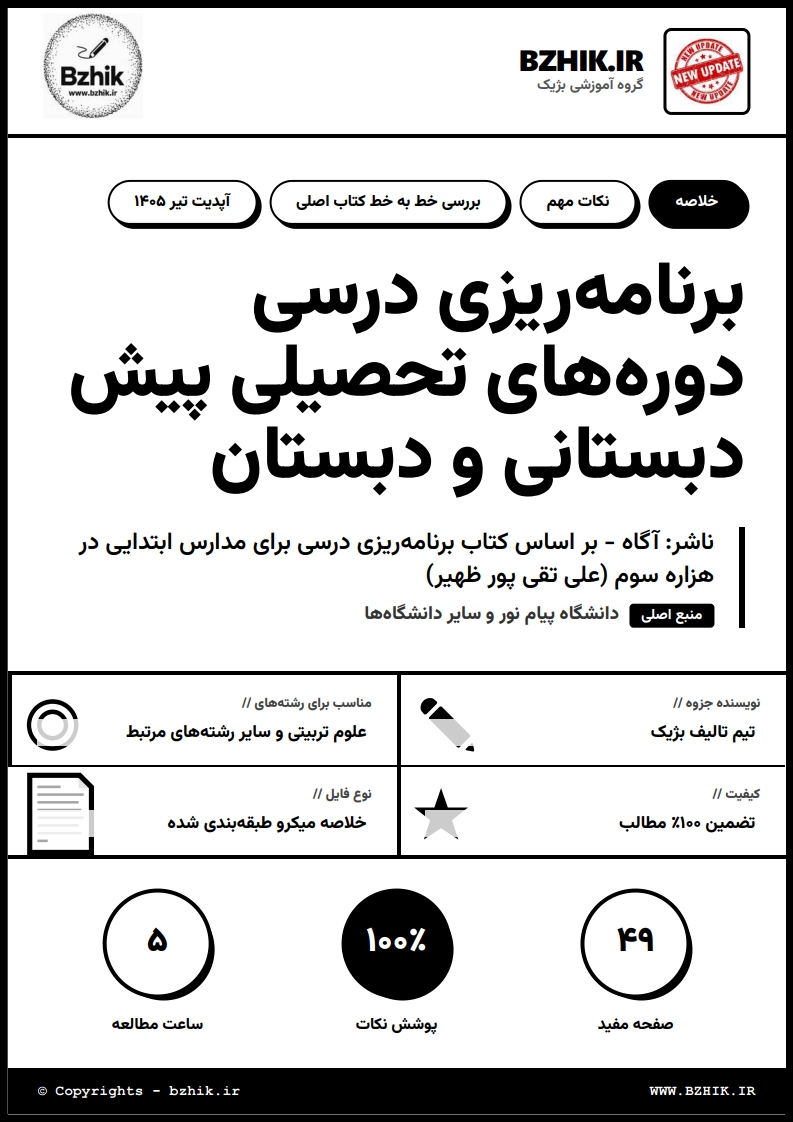 دانلود جزوه PDF برنامهریزی درسی دوره ابتدایی علی تقیپور ظهیر — نمونه صفحات پیام نور