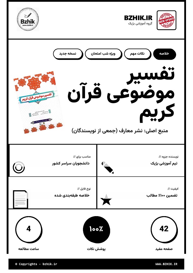 خلاصه کتاب تفسیر موضوعی قرآن کریم صفحه ۱