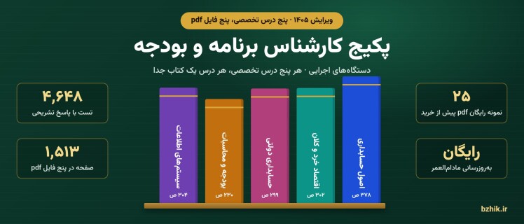 دانلود پکیج کارشناس برنامه و بودجه ۱۴۰۵: پنج درس تخصصی، پنج کتاب pdf با نمونه رایگان